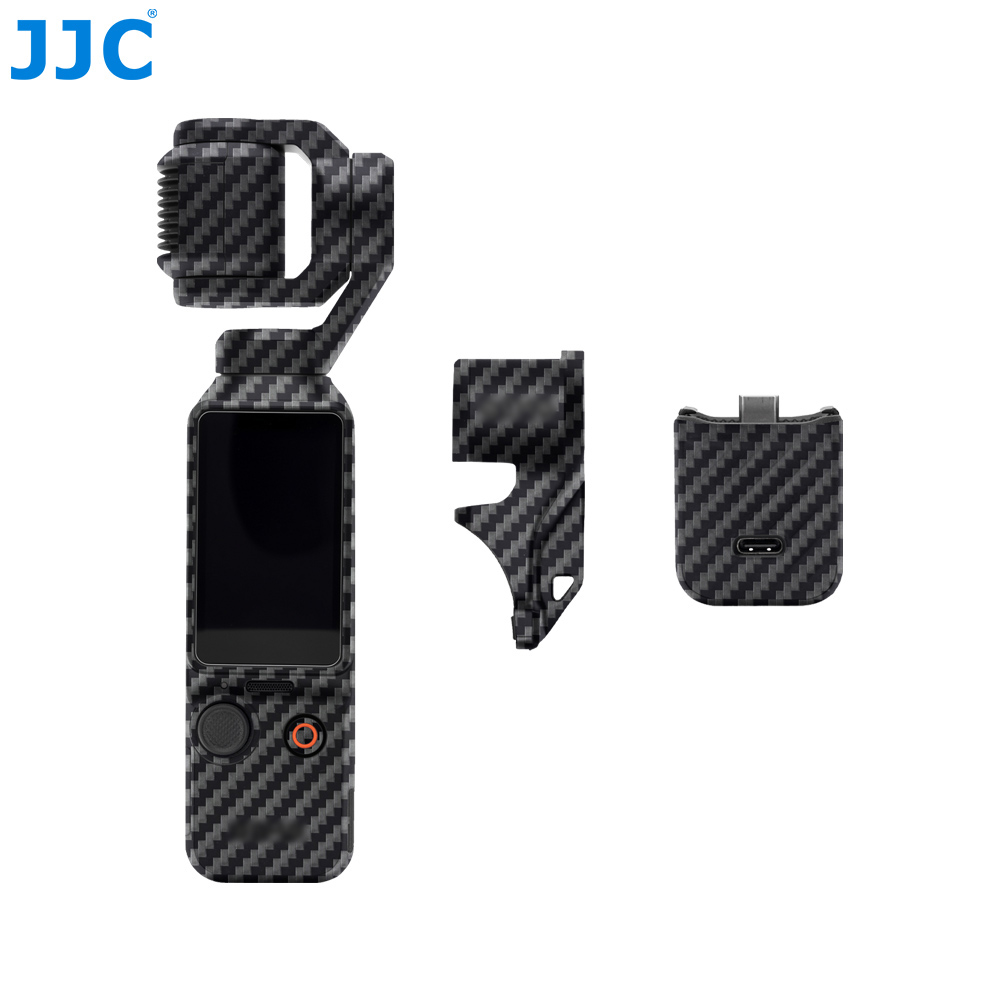 JJC Anti-Scratch Protective Skin Film Enhanced Grip for Osmo Pocket 4 Standard Combo Carbon Fiber Black - Image 2