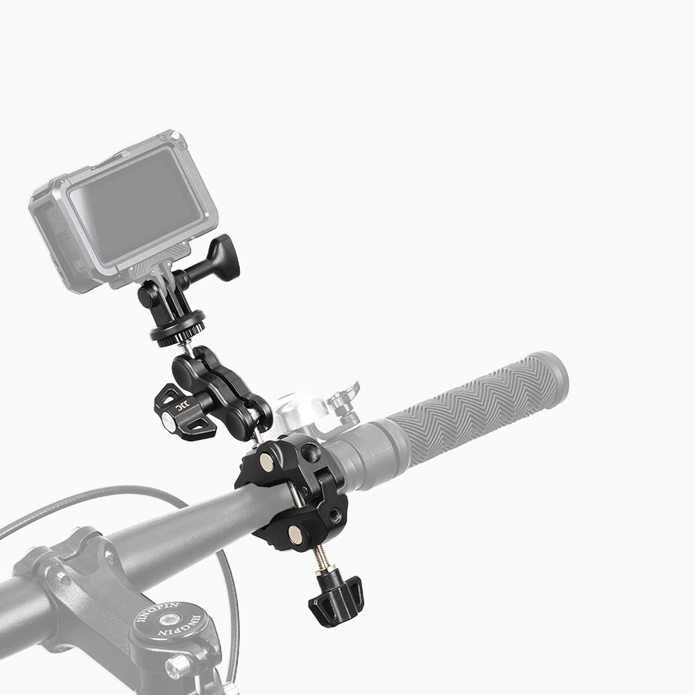 JJC Multi-Function Power Clamp Kit Aluminum Frame Non-slip Rubber Pads Mount on Desktop Bike Railing for Most iPhone 17 Sony Canon DLSR Mirrorless Cameras DJI Insta360 Gopro Action Cameras Multi-Angle Vlog Video Live Stream Recording Accessories - Image 2