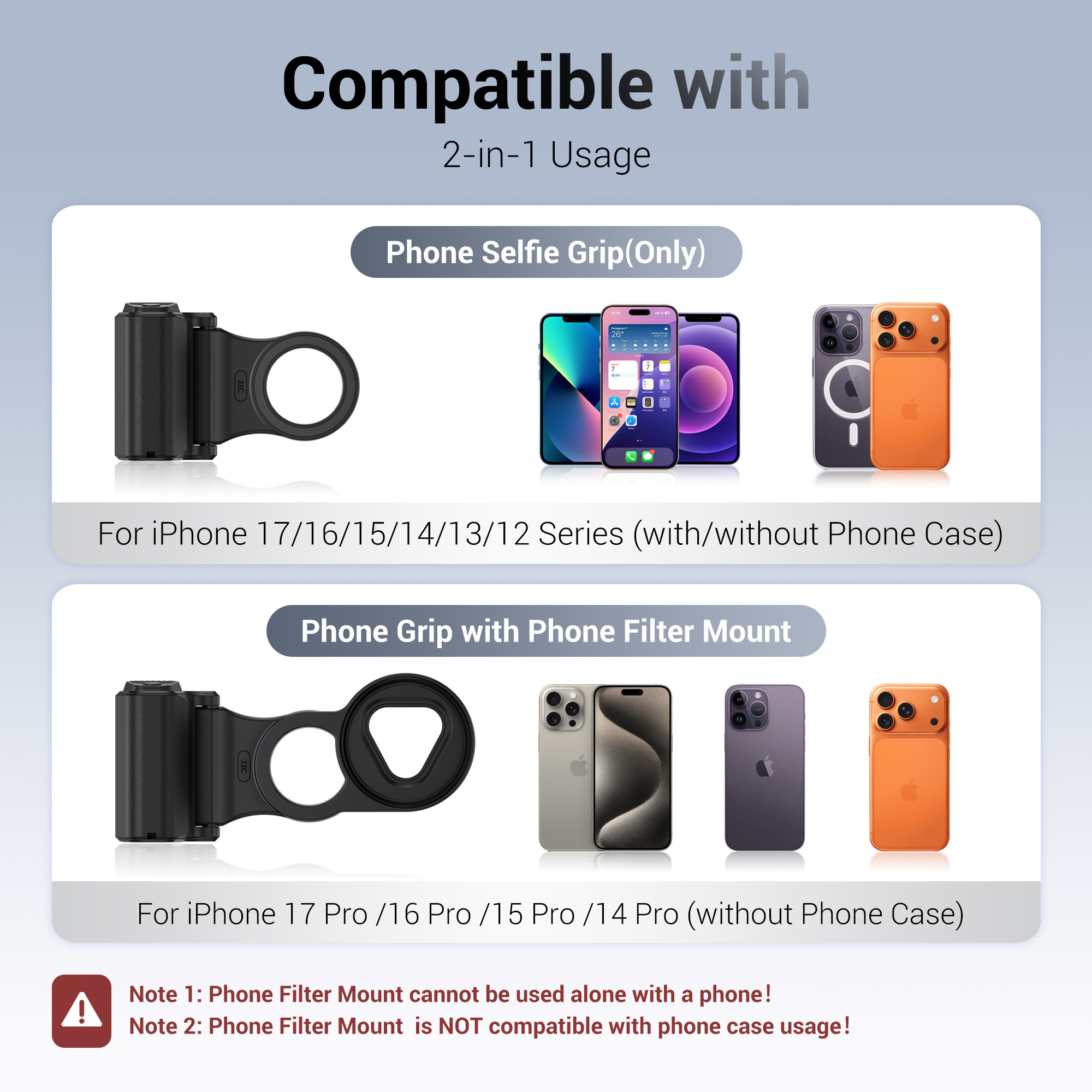 JJC Magnetic Wireless Remote Control Grip & 67mm CPL Filter Kit for iPhone 17 Pro 17 Air 16 15 14 Pro DSLR-Style Handle Design Compatible with iOS & Android Photo & Video Capture Silicone Grip with Anti-Loss Strap 1/4"-20 Threaded Hole for Tripod Mounting - Image 4