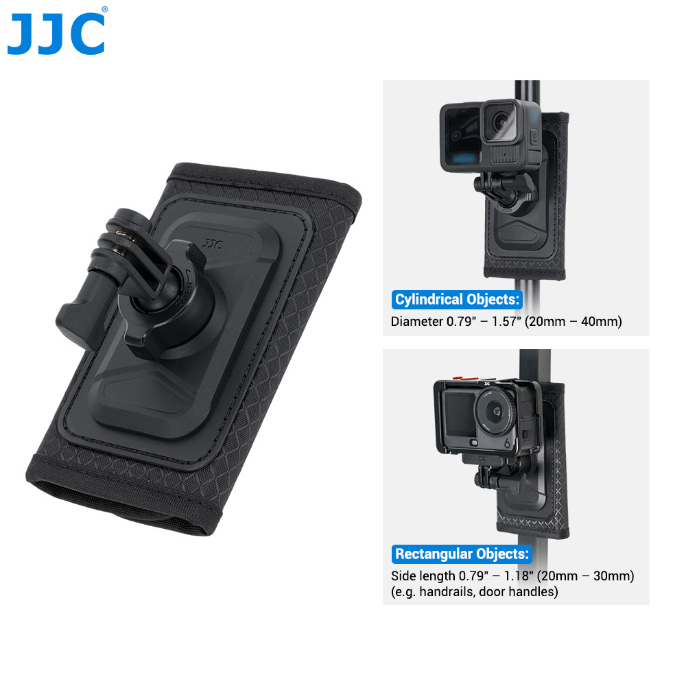 JJC Action Camera Shoulder Strap Mount with Large Velcro D-ring Knob-Locking Ball Head 62° Flexible Angle for Osmo 360 Action 6 5 Pro 4 Insta360 X5 X4 Air Gopro Hero 13 12 11 Climbing Hiking POV recording Black - Image 9