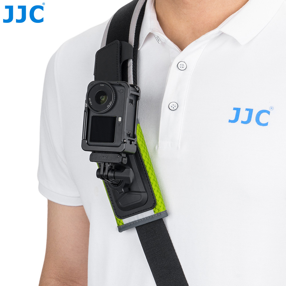 JJC Action Camera Shoulder Strap Mount with Large Velcro D-ring Knob-Locking Ball Head 62° Flexible Angle for Osmo 360 Action 6 5 Pro 4 Insta360 X5 X4 Air Gopro Hero 13 12 11 Climbing Hiking POV recording Green - Image 6