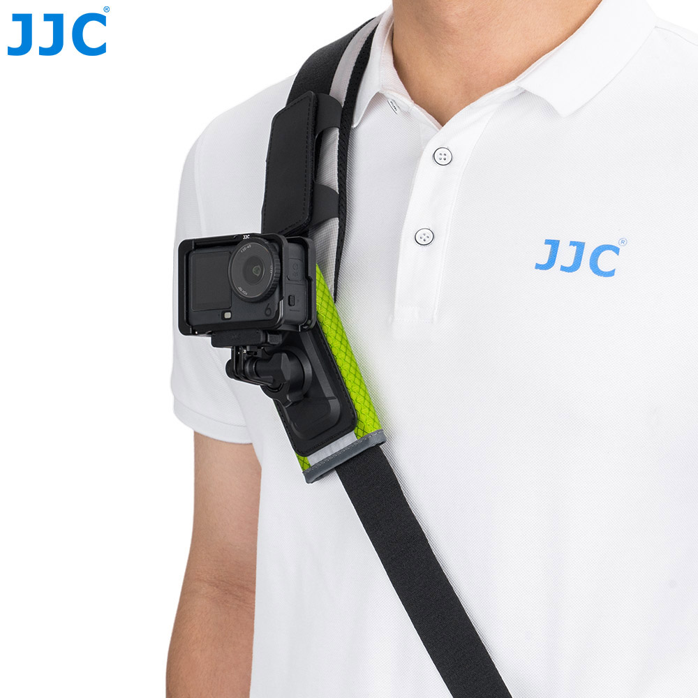 JJC Action Camera Shoulder Strap Mount with Large Velcro D-ring Knob-Locking Ball Head 62° Flexible Angle for Osmo 360 Action 6 5 Pro 4 Insta360 X5 X4 Air Gopro Hero 13 12 11 Climbing Hiking POV recording Green - Image 7