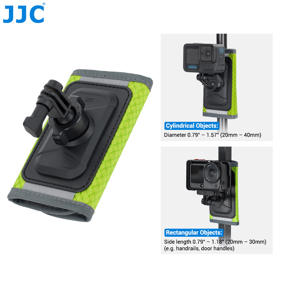 JJC Action Camera Shoulder Strap Mount with Large Velcro D-ring Knob-Locking Ball Head 62° Flexible Angle for Osmo 360 Action 6 5 Pro 4 Insta360 X5 X4 Air Gopro Hero 13 12 11 Climbing Hiking POV recording Green - Image 9