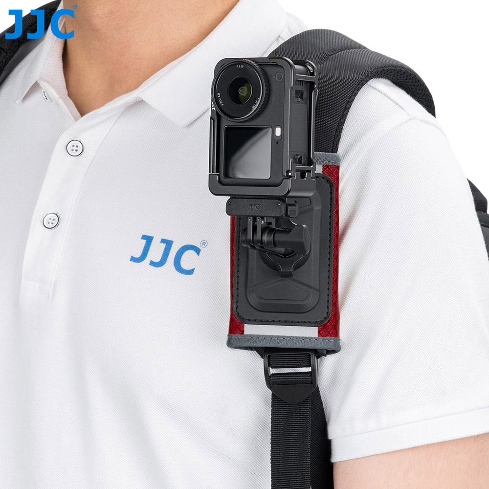 JJC Action Camera Shoulder Strap Mount with Large Velcro D-ring Knob-Locking Ball Head 62° Flexible Angle for Osmo 360 Action 6 5 Pro 4 Insta360 X5 X4 Air Gopro Hero 13 12 11 Climbing Hiking POV recording Red - Image 6