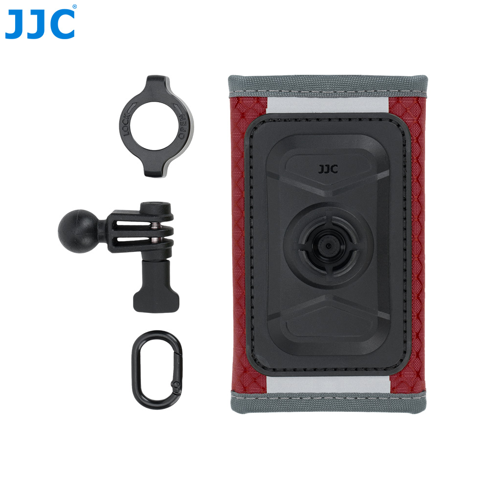 JJC Action Camera Shoulder Strap Mount with Large Velcro D-ring Knob-Locking Ball Head 62° Flexible Angle for Osmo 360 Action 6 5 Pro 4 Insta360 X5 X4 Air Gopro Hero 13 12 11 Climbing Hiking POV recording Red - Image 8