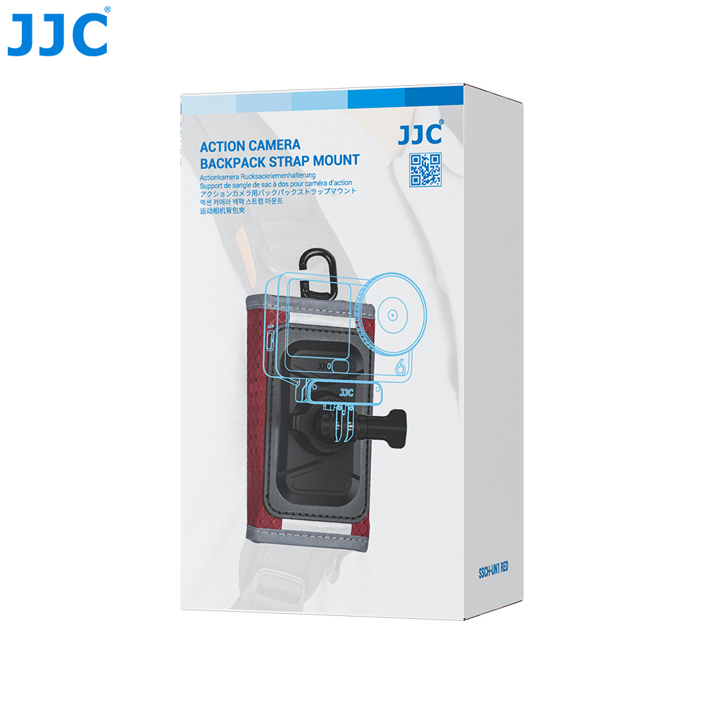 JJC Action Camera Shoulder Strap Mount with Large Velcro D-ring Knob-Locking Ball Head 62° Flexible Angle for Osmo 360 Action 6 5 Pro 4 Insta360 X5 X4 Air Gopro Hero 13 12 11 Climbing Hiking POV recording Red - Image 9