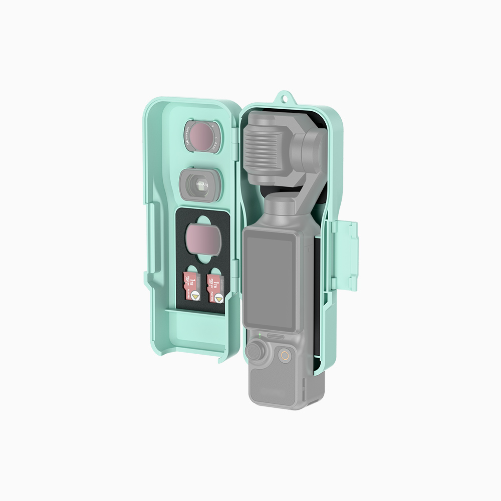 JJC Protective Cover For DJI Osmo Pocket 4 Pocket 3 Xtra Muse with 2 SD Cards 3 Filter Storage Slots Lanyard Hole ABS Anti-Scratch Shockproof Non-Slip Grip Green - Image 2