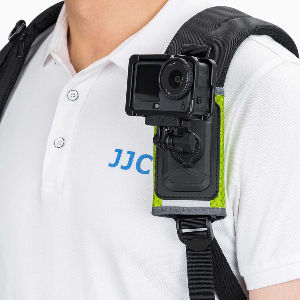 JJC Action Camera Shoulder Strap Mount with Large Velcro D-ring Knob-Locking Ball Head 62° Flexible Angle for Osmo 360 Action 6 5 Pro 4 Insta360 X5 X4 Air Gopro Hero 13 12 11 Climbing Hiking POV recording Green - Image 2