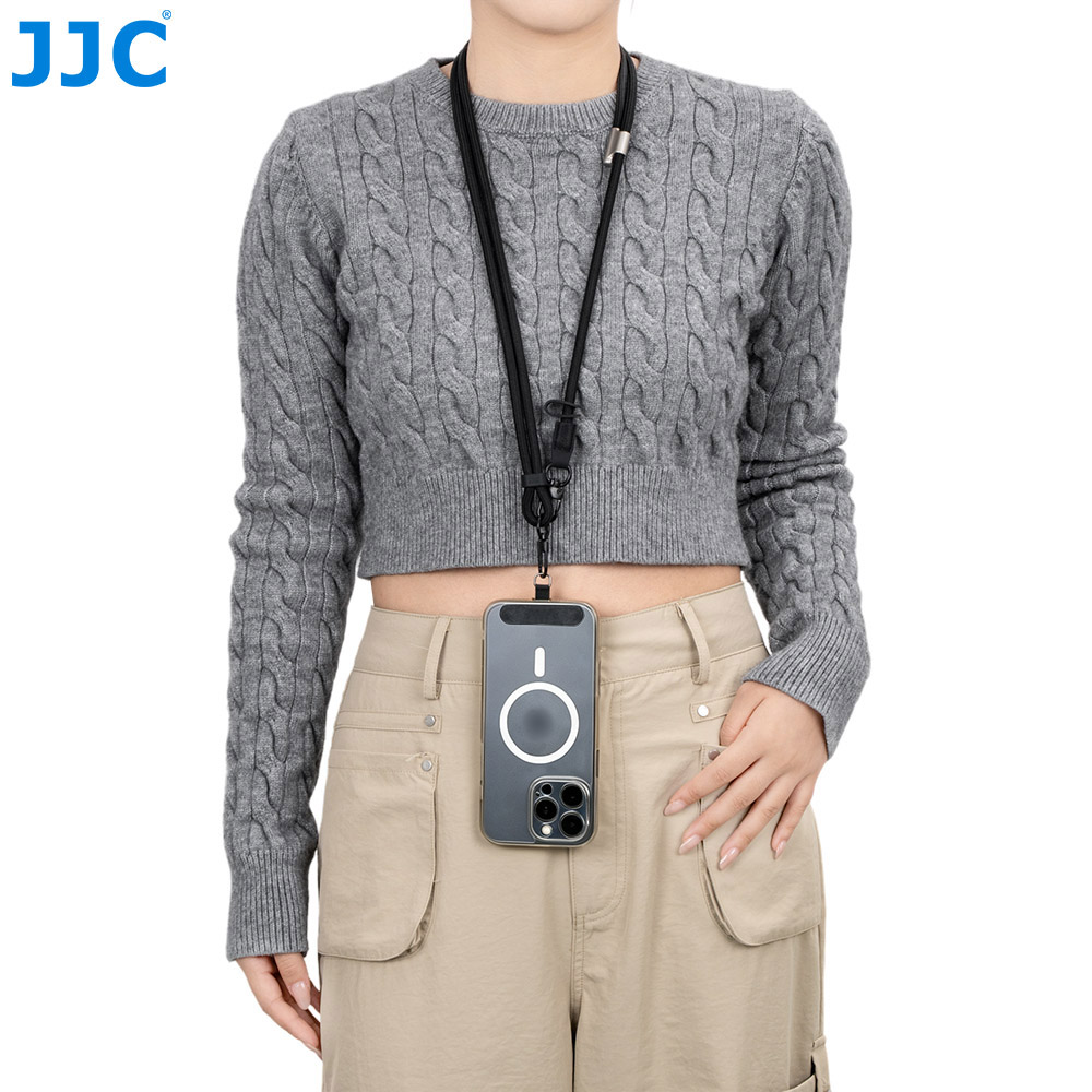 JJC Neck Strap for Osmo Pocket 4P Pocket 4 Pocket 3 Xtra Muse Insta360 Luna Ultra iPhone 17 Air Pro Max Adjustable 32-Spindle Round Cord Woven with Safety Cord Phone Tether Tab 1/4" Lanyard Screw Black - Image 3