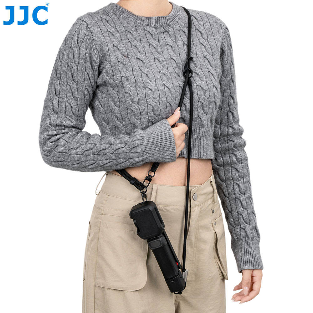 JJC Neck Strap for Osmo Pocket 4P Pocket 4 Pocket 3 Xtra Muse Insta360 Luna Ultra iPhone 17 Air Pro Max Adjustable 32-Spindle Round Cord Woven with Safety Cord Phone Tether Tab 1/4" Lanyard Screw Black - Image 5