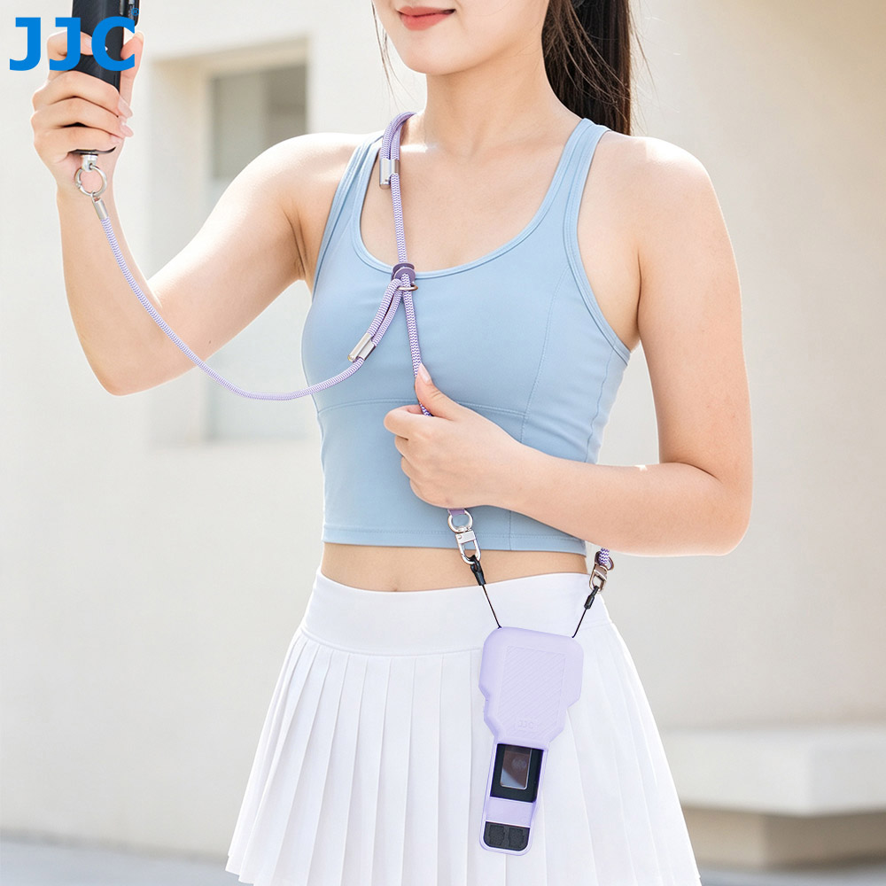 JJC Neck Strap for Osmo Pocket 4P Pocket 4 Pocket 3 Xtra Muse Insta360 Luna Ultra iPhone 17 Air Pro Max Adjustable 32-Spindle Round Cord Woven with Safety Cord Phone Tether Tab 1/4" Lanyard Screw Purple - Image 10