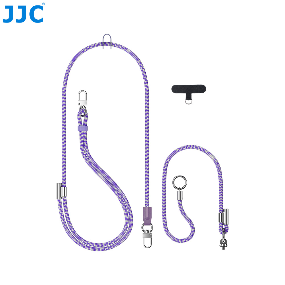 JJC Neck Strap for Osmo Pocket 4P Pocket 4 Pocket 3 Xtra Muse Insta360 Luna Ultra iPhone 17 Air Pro Max Adjustable 32-Spindle Round Cord Woven with Safety Cord Phone Tether Tab 1/4" Lanyard Screw Purple - Image 3