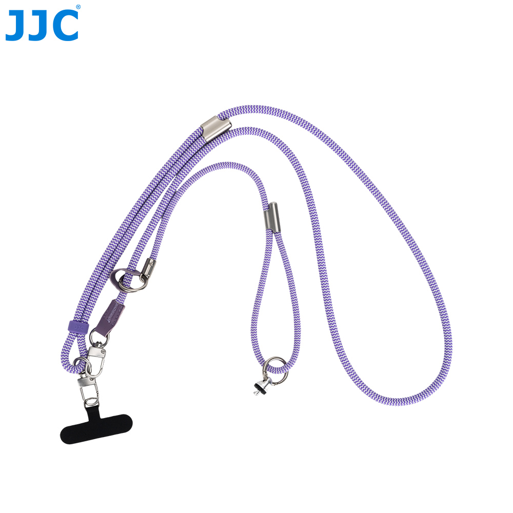 JJC Neck Strap for Osmo Pocket 4P Pocket 4 Pocket 3 Xtra Muse Insta360 Luna Ultra iPhone 17 Air Pro Max Adjustable 32-Spindle Round Cord Woven with Safety Cord Phone Tether Tab 1/4" Lanyard Screw Purple - Image 4