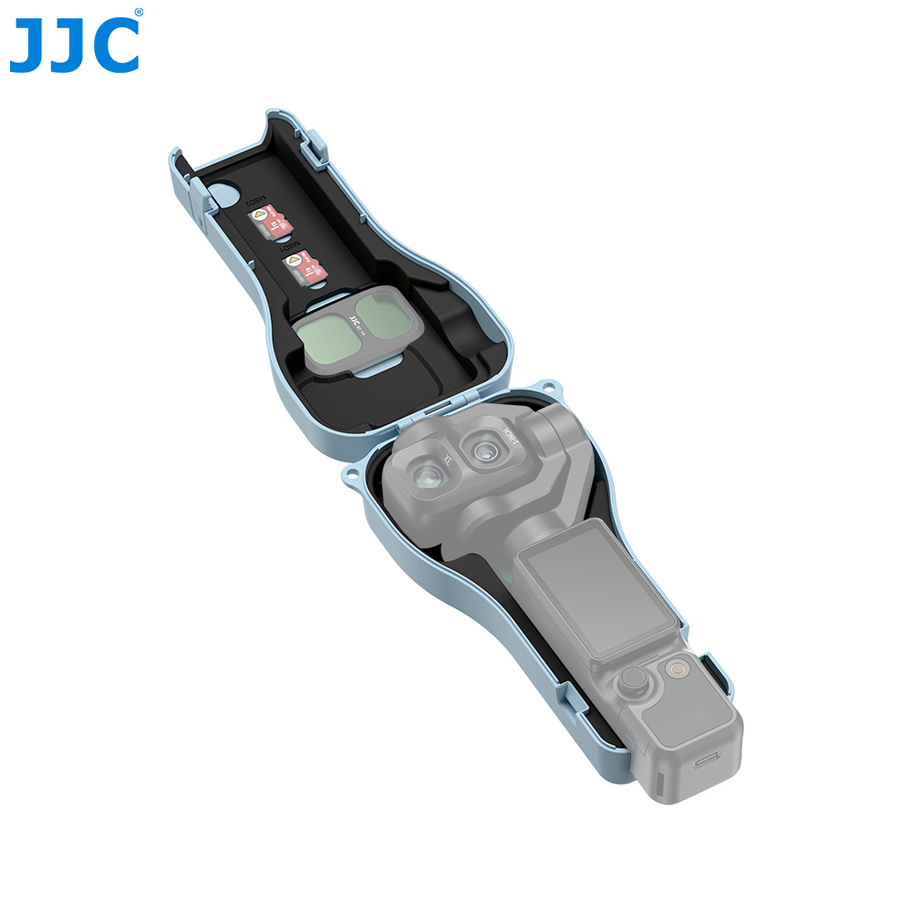 JJC Protective Case for Osmo Pocket 4P Gimbal Full Wrap High-Resilience Silicone Padding Spring Clip with 3 filter 2 TF card Slots Lanyard Hole Blue - Image 4