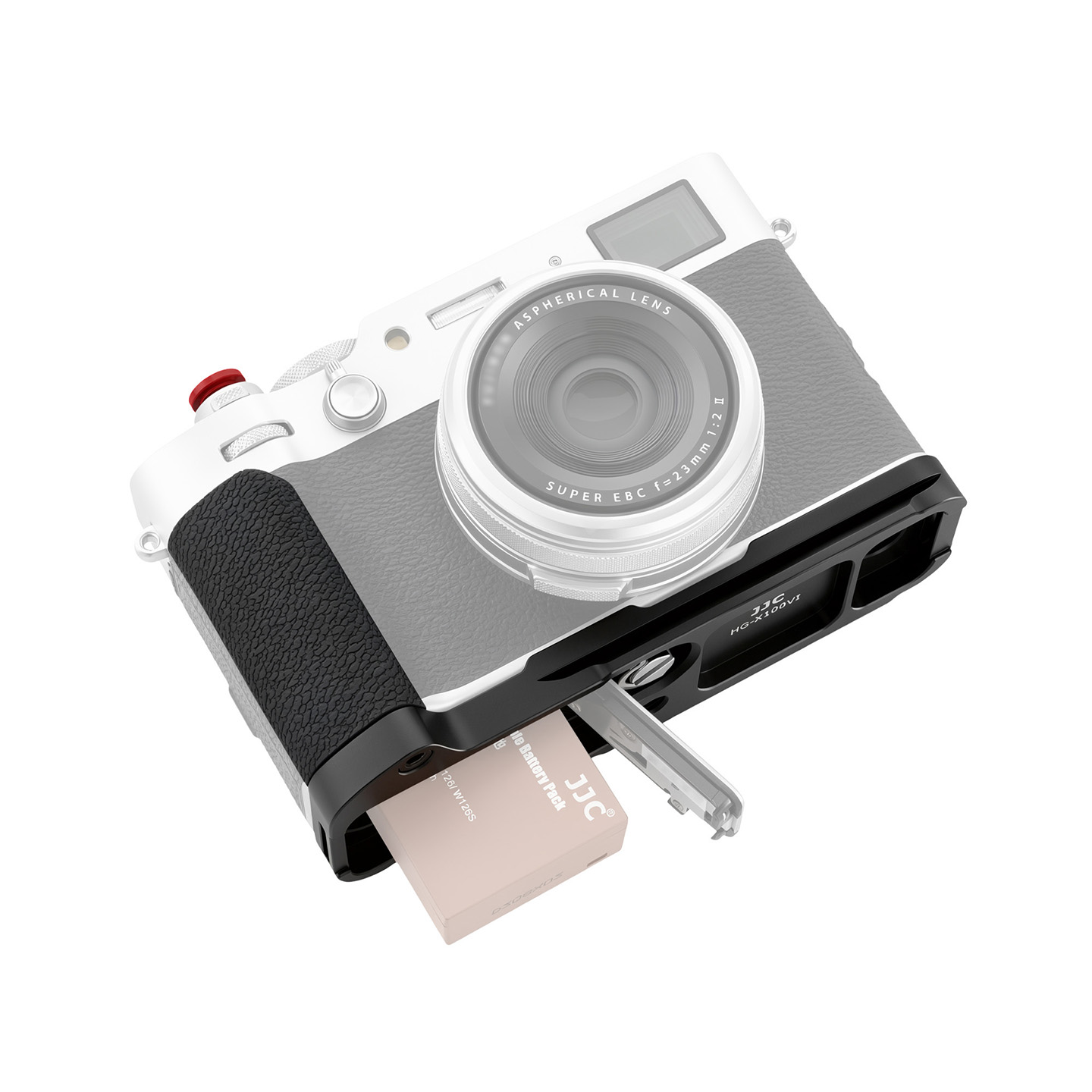 JJC Upgraded Hand Grip Kit for Fujifilm X100VI Silicone Grip Lightweight Aluminum Arca-Type Quick Release Plate with SD Cards Slot 1/4"-20 Threaded Socket with Shutter Button Hot Shoe Cover Strap Hole Black - Image 7