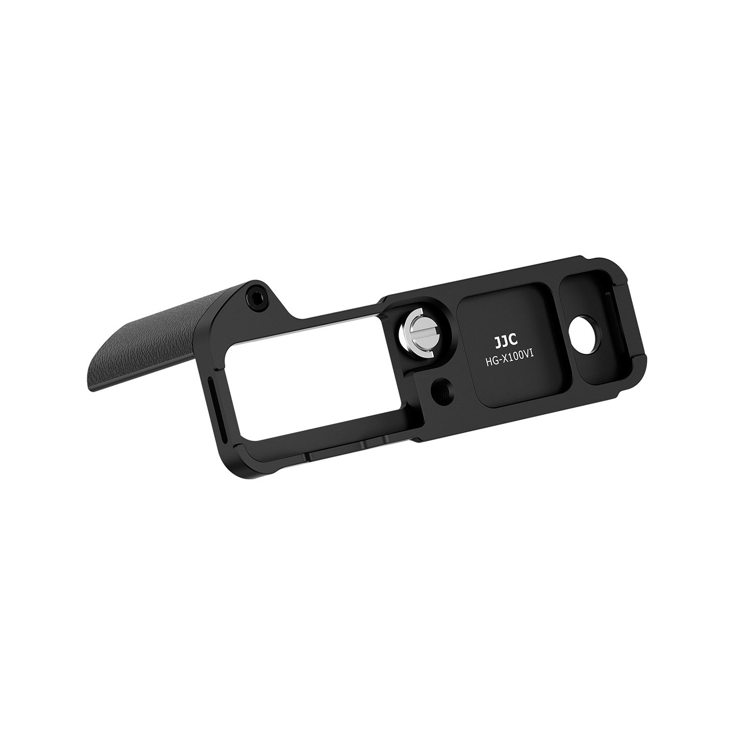 JJC Upgraded Hand Grip Kit for Fujifilm X100VI Silicone Grip Lightweight Aluminum Arca-Type Quick Release Plate with SD Cards Slot 1/4"-20 Threaded Socket with Shutter Button Hot Shoe Cover Strap Hole Black - Image 4