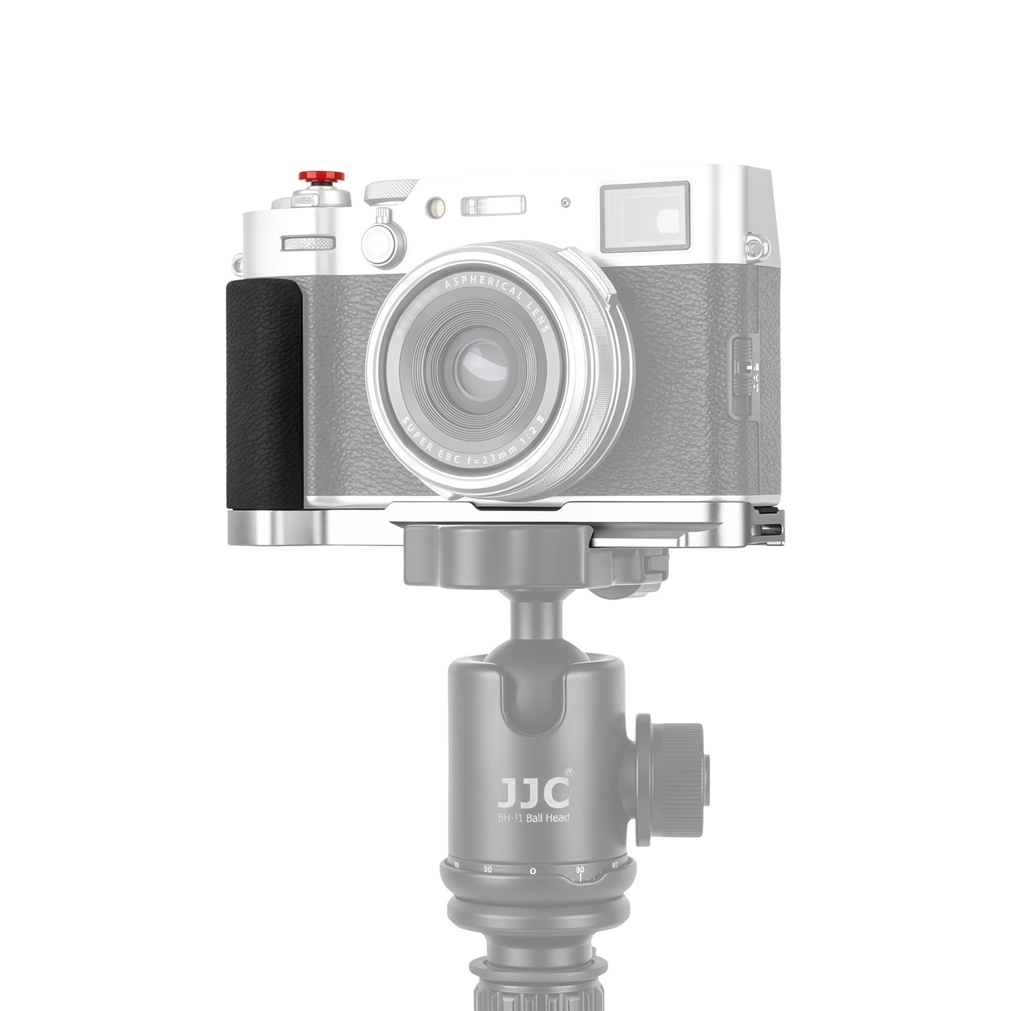 JJC Upgraded Hand Grip Kit for Fujifilm X100VI Silicone Grip Lightweight Aluminum Arca-Type Quick Release Plate with SD Cards Slot 1/4"-20 Threaded Socket with Shutter Button Hot Shoe Cover Strap Hole Silver - Image 8