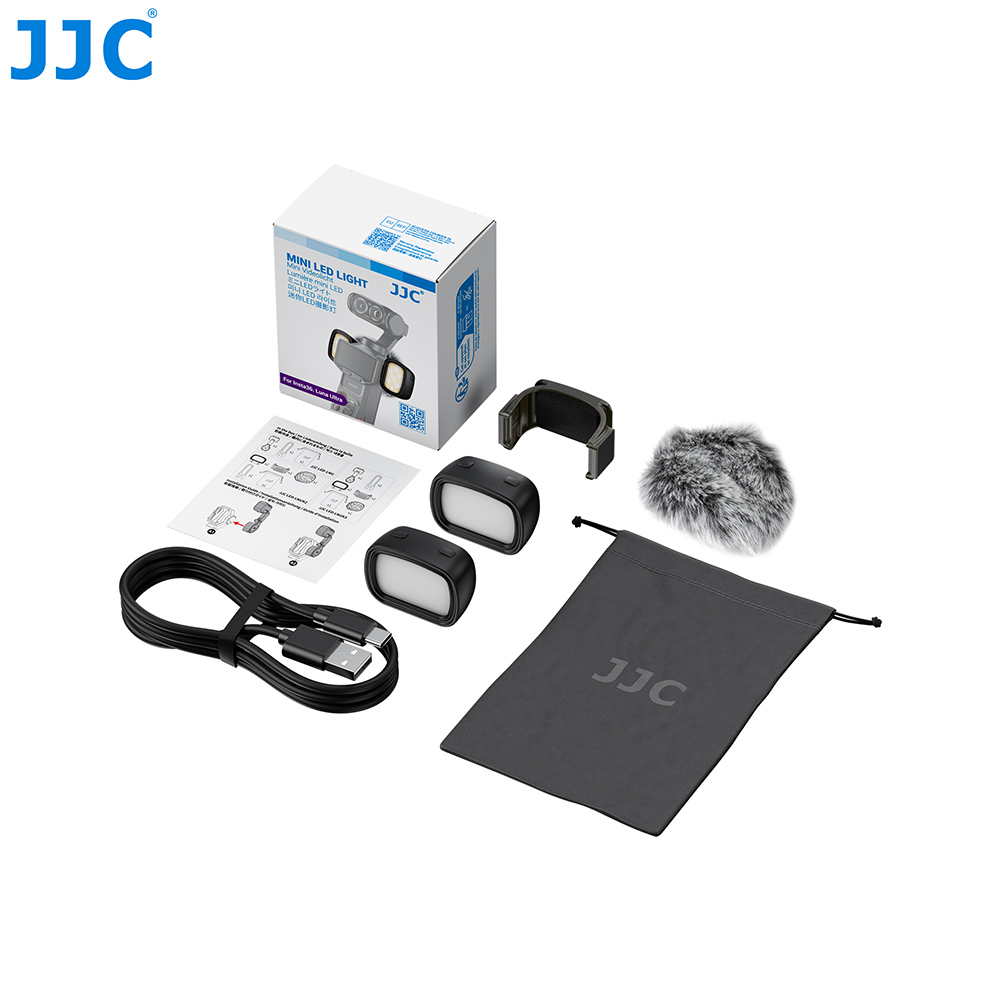 JJC Dual Mini LED Fill Light Set for Insta360 Luna Ultra with Magnetic Windproof Mount Built-in Battery Type-C Port 3 Steps Temperature & Brightness Multi-Angle Adjustable Won't affect Gimbal for Night Vlogging Auxiliary Lighting Comes with Mic Windshield - Image 10
