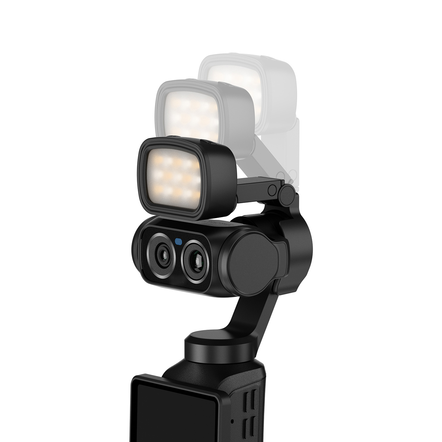 JJC Single Mini LED Fill Light Set for Insta360 Luna Ultra with Magnetic Windproof Mount Built-in Battery Type-C Port 3 Steps Temperature & Brightness Multi-Angle Adjustable Won't affect Gimbal for Night Vlogging Auxiliary Lighting - Image 9