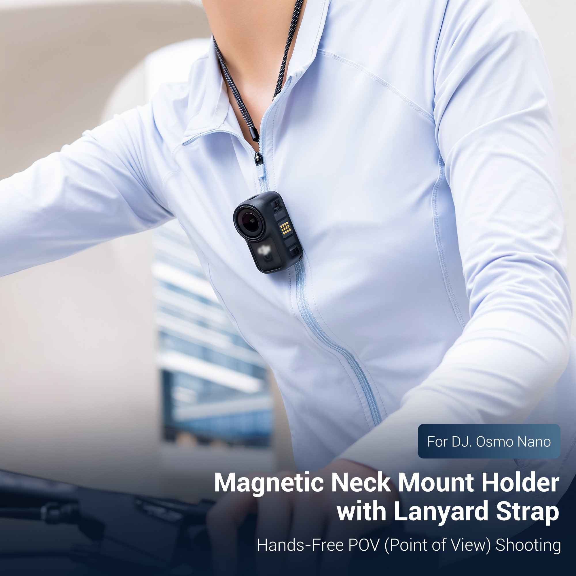JJC Magnetic Nekc Lanyard Mount for Osmo Nano Xtra Atto Insta360 GO 3 with Skin-Friendly Silicone Air Cushion Adjustable Cord Anti-Shake Chest Strap Hands-Free POV Shooting - Image 3