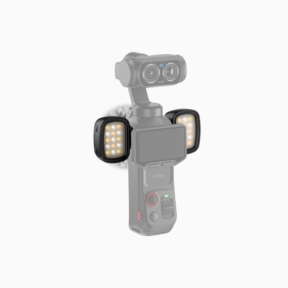 JJC Dual Mini LED Fill Light Set for Insta360 Luna Ultra with Magnetic Windproof Mount Built-in Battery Type-C Port 3 Steps Temperature & Brightness Multi-Angle Adjustable Won't affect Gimbal for Night Vlogging Auxiliary Lighting Comes with Mic Windshield - Image 2