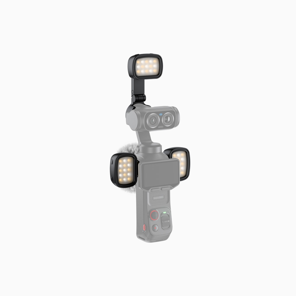 JJC Triple Mini LED Fill Light Set for Insta360 Luna Ultra with Magnetic Windproof Mount Built-in Battery Type-C Port 3 Steps Temperature & Brightness Multi-Angle Adjustable Won't affect Gimbal for Night Vlogging Auxiliary Lighting Comes with Mic Windshield - Image 2