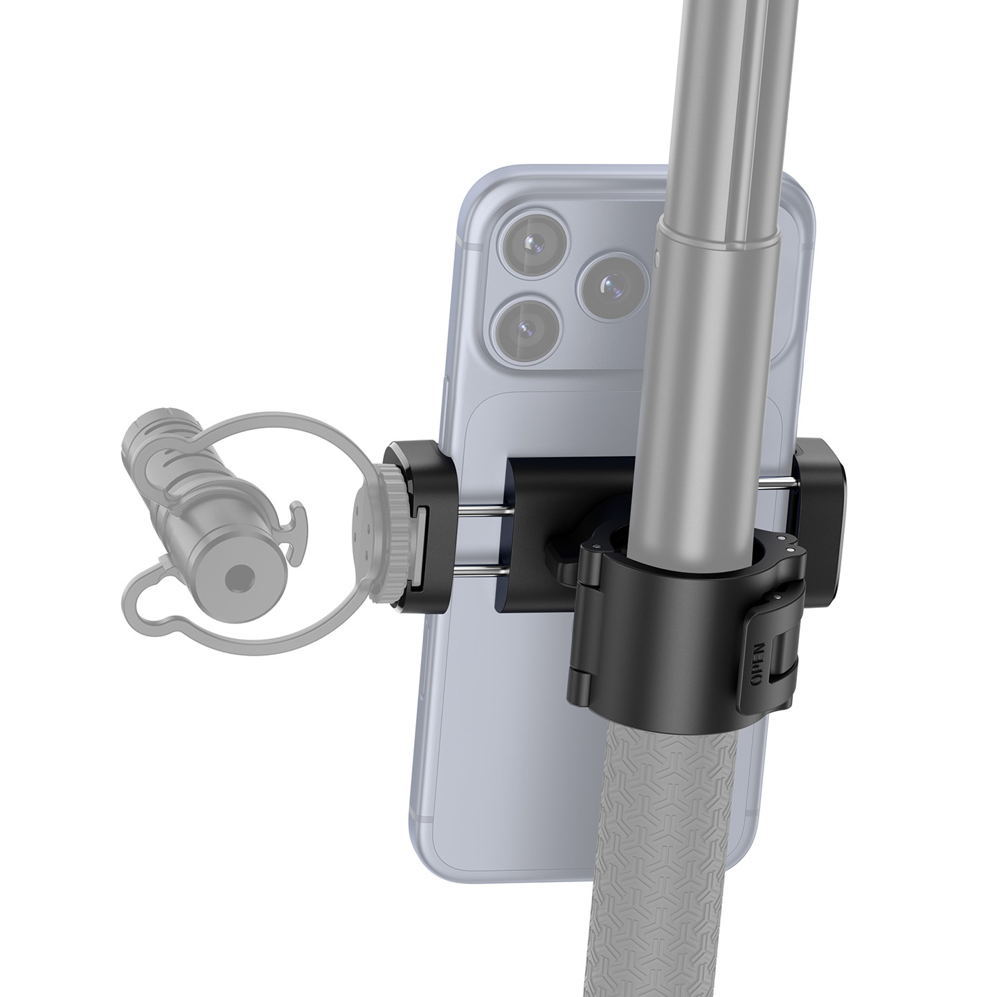 JJC Phone Mount Adapter for Action Camera Real-Time Monitoring, Mount on Selfie Stick within φ20–30mm, Clamp for Phone within 55–115mm, with 1/4"-20 Threaded Hole, Cold Shoe Mount, for iPhone 18 17 16, DJI, Insta360 Selfie Stick - Image 7