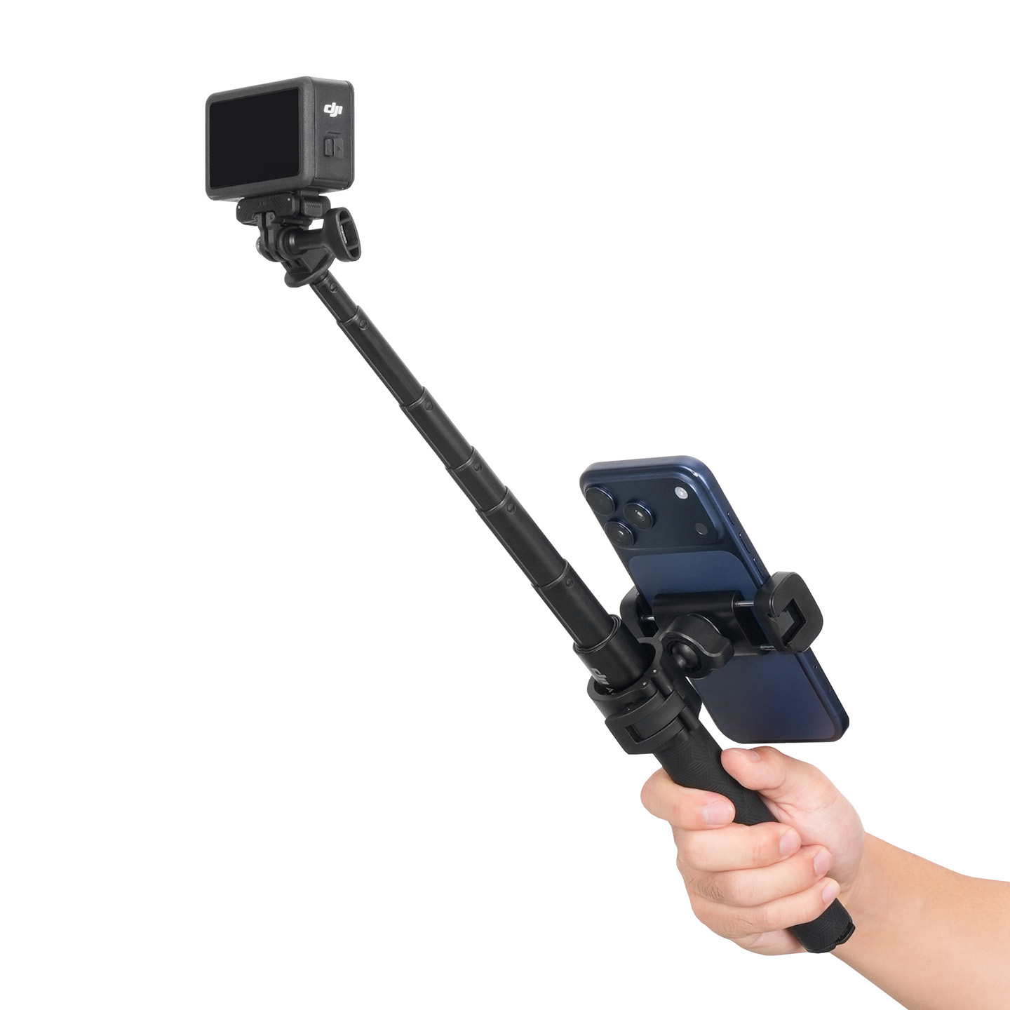 JJC Phone Mount Adapter for Action Camera Real-Time Monitoring, Mount on Selfie Stick within φ20–30mm, Clamp for Phone within 55–115mm, with 1/4"-20 Threaded Hole, Cold Shoe Mount, for iPhone 18 17 16, DJI, Insta360 Selfie Stick - Image 9