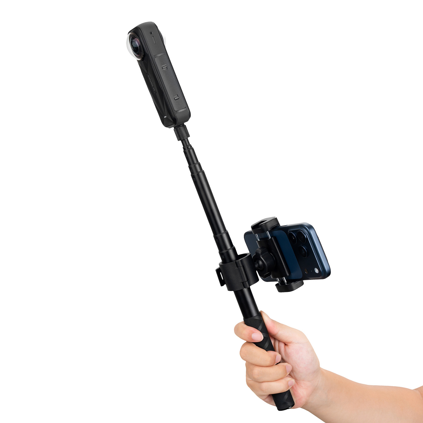 JJC Phone Mount Adapter for Action Camera Real-Time Monitoring, Mount on Selfie Stick within φ20–30mm, Clamp for Phone within 55–115mm, with 1/4"-20 Threaded Hole, Cold Shoe Mount, for iPhone 18 17 16, DJI, Insta360 Selfie Stick - Image 10