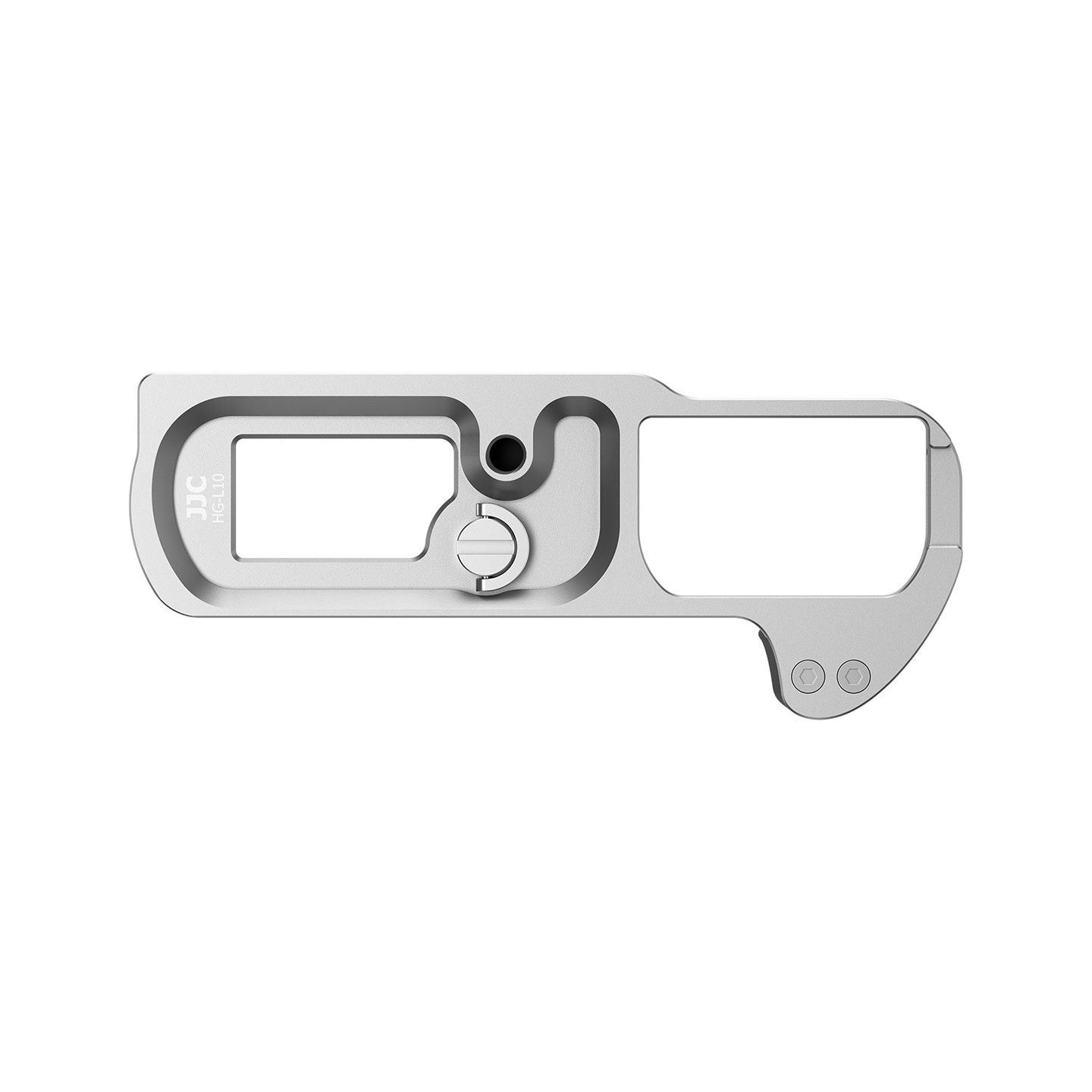 JJC Camera Grip for Panasonic LUMIX L10 Aluminum Frame Son-Slip Full Silicone Wrap Simulate Texture Grip with 1/4"-20 Threaded Hole Arca-Type Quick Release Plate Strap Hole Silver - Image 5