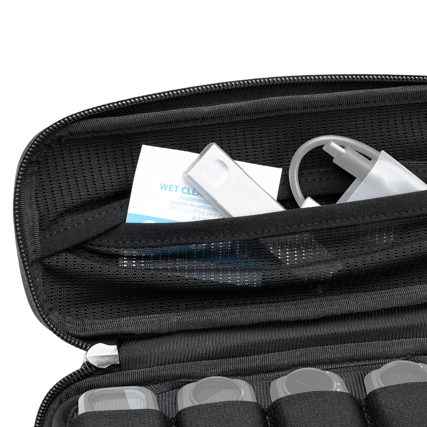 JJC Storage Case for Osmo Pocket 4P, Splashproof Multi Hard Shell Protection, Soft Inner Absorb Impact, 3-Layer Storage Layout, Slots for Filters, TF cards, with Detachable Wrist Strap, Carabiner - Image 5