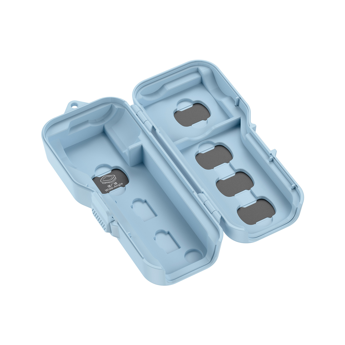 JJC Upgraded Protective Case for Osmo Pocket 4 with Clamp Attached, Osmo Pocket 3, Xtra Muse, 5 Filters, 2 TF Cards Slots, Thickened Silicone Pad, Alloy Hinges, Bottom Opening for Extended Handle & Tripod Blue - Image 3
