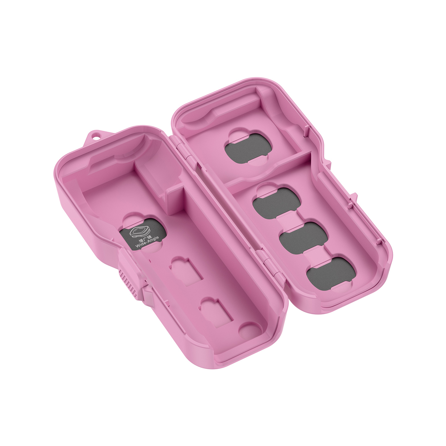 JJC Upgraded Protective Case for Osmo Pocket 4 with Clamp Attached, Osmo Pocket 3, Xtra Muse, 5 Filters, 2 TF Cards Slots, Thickened Silicone Pad, Alloy Hinges, Bottom Opening for Extended Handle & Tripod Hot Pink - Image 3