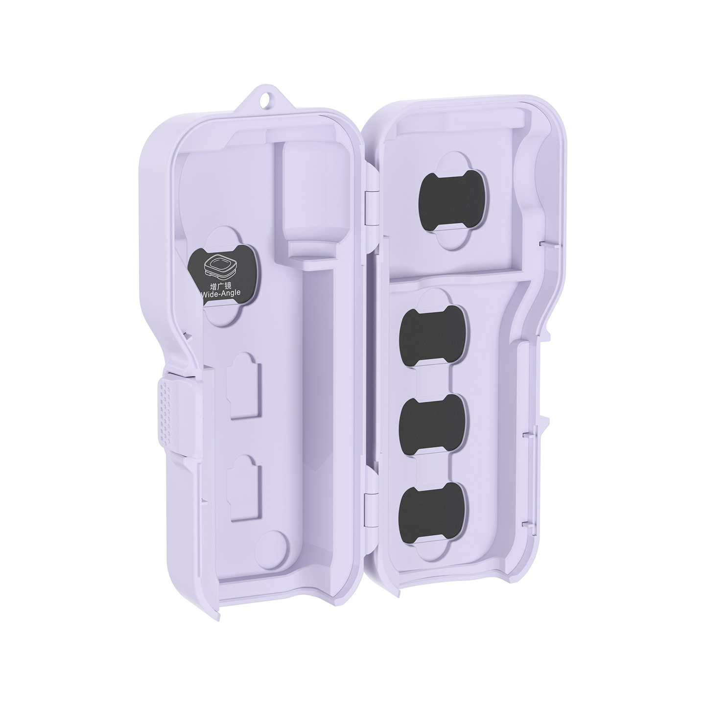 JJC Upgraded Protective Case for Osmo Pocket 4 with Clamp Attached, Osmo Pocket 3, Xtra Muse, 5 Filters, 2 TF Cards Slots, Thickened Silicone Pad, Alloy Hinges, Bottom Opening for Extended Handle & Tripod Purple - Image 3