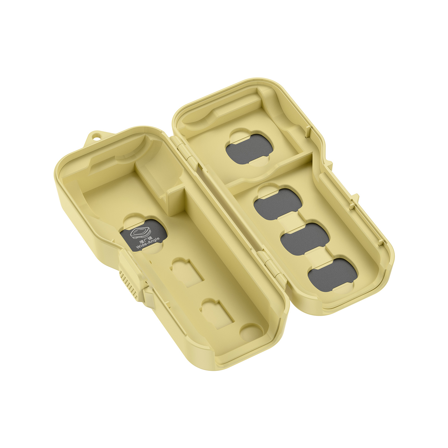 JJC Upgraded Protective Case for Osmo Pocket 4 with Clamp Attached, Osmo Pocket 3, Xtra Muse, 5 Filters, 2 TF Cards Slots, Thickened Silicone Pad, Alloy Hinges, Bottom Opening for Extended Handle & Tripod Yellow - Image 3