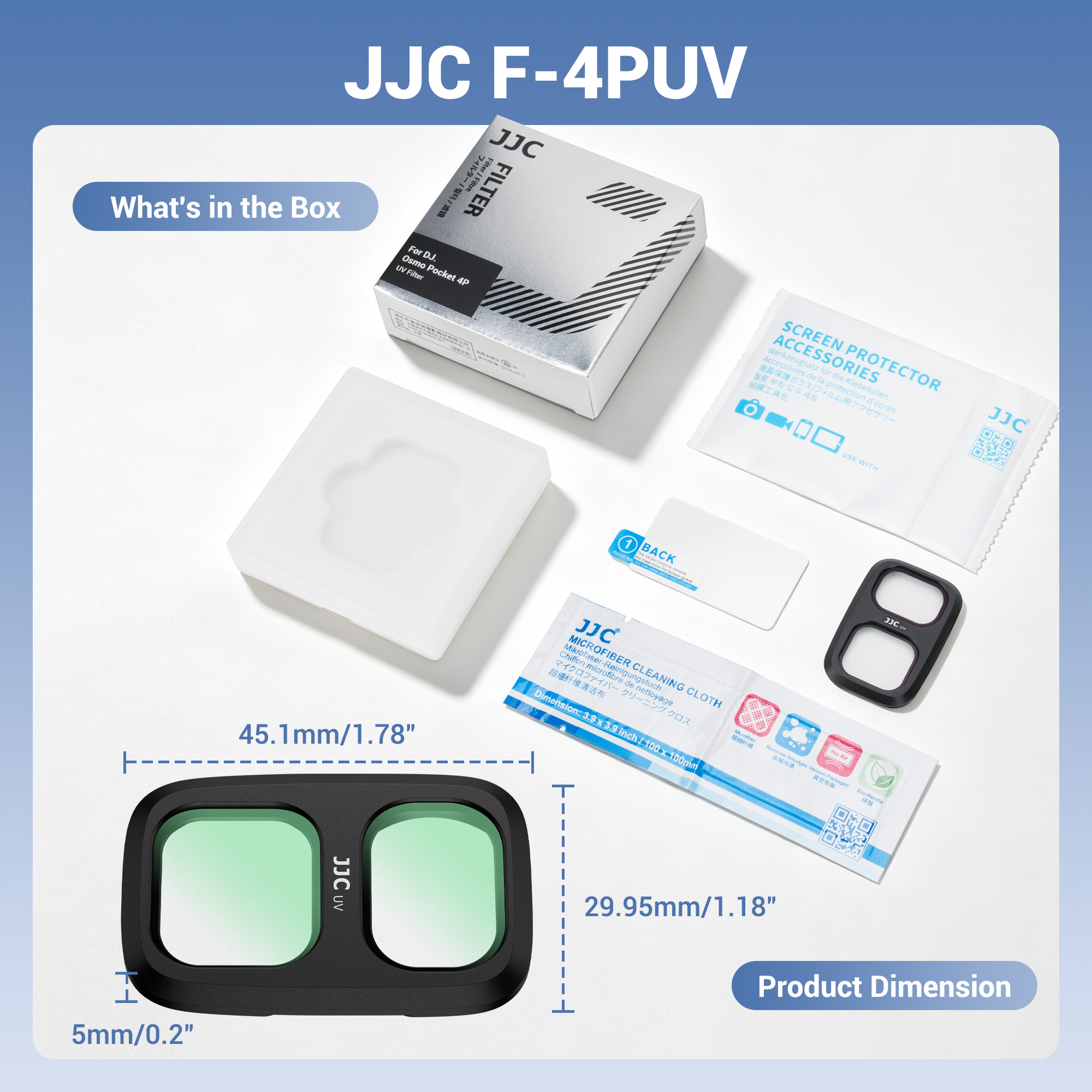 JJC UV Filter for Osmo Pocket 4P, Clip-On Type, Ultra-Thin Aluminum Frame, Multi-layer Coating Optical Glass, Fingerprint & Oil Resistant, With Storage Box, Screen Protector - Image 9